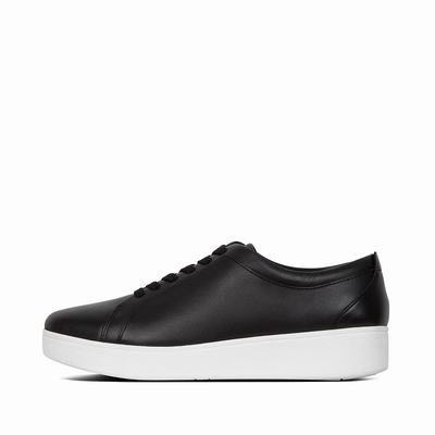 Fitflop Women's RALLY Leather Sneakers - Black, RB6380794